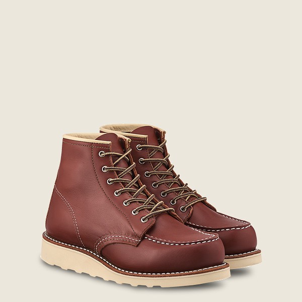 Botas Red Wing Heritage Mujer Vino - 6-Inch Classic Moc - Short Atanado Cuero - 108-TLMCBY